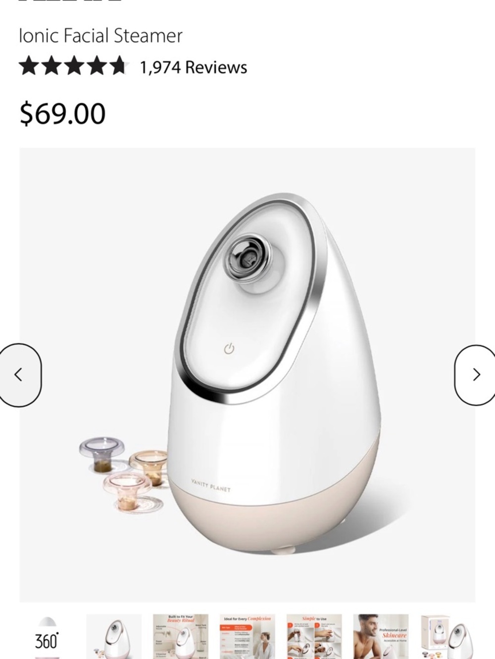 Vanity Planet Aira Ionic Facial Steamer - Rose Gold